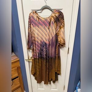 Urban Mango Boho Patch Work Flowy One Size Fit Moat Dress Loose Sleeves